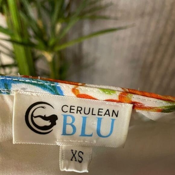 Colorful Long Sleeve Keyhole Detail Cerulean Blu Sheath Dress Sz XS - Picture 3 of 4